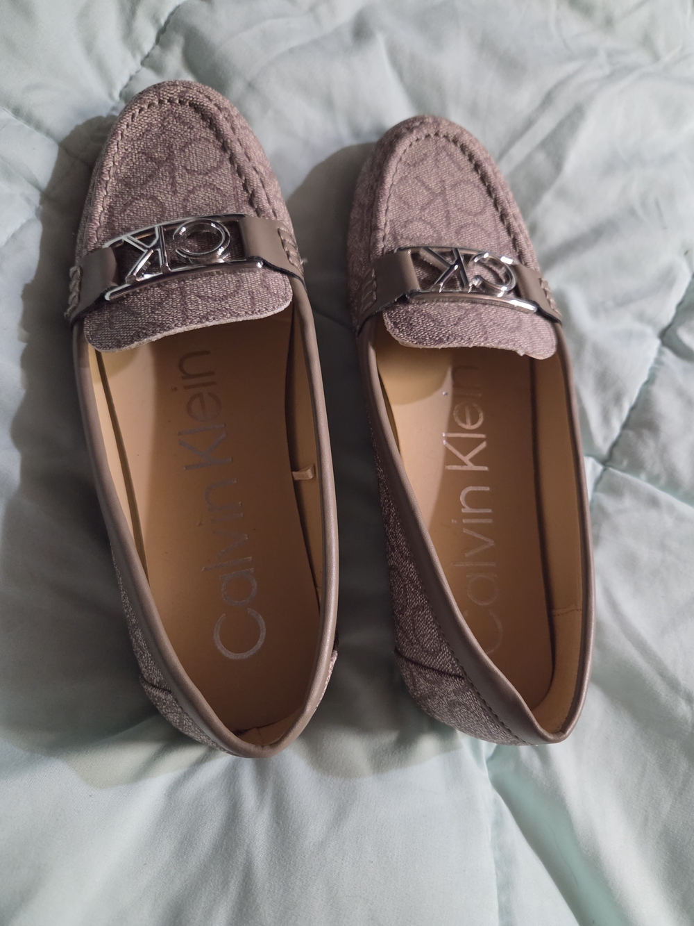 Calvin Klein Women's Taupe Logo Moccasin Loafers